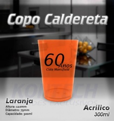 Copo Caldereta Acrílico Laranja 300 ml